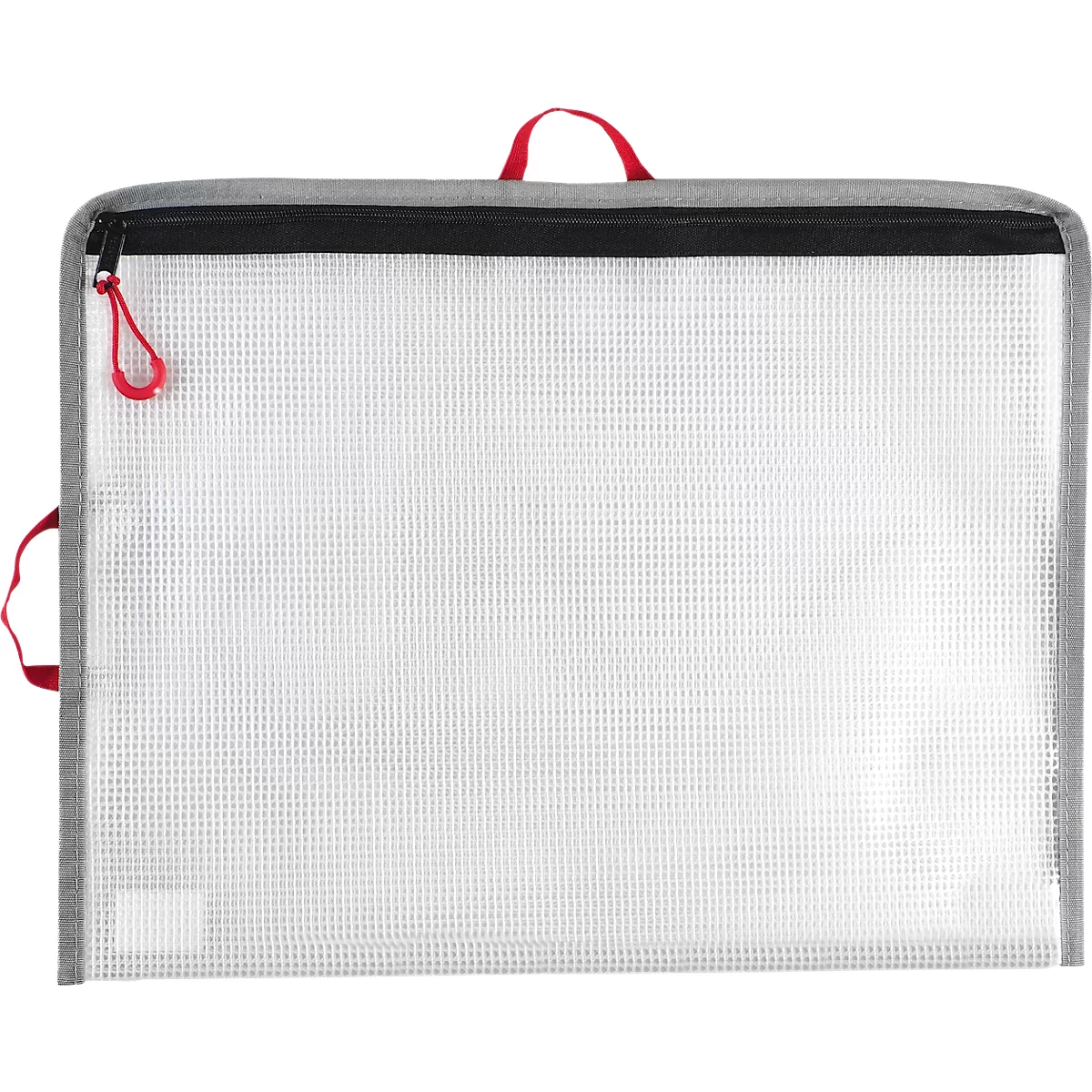 Ritszak FolderSys Bungee-Bag, A4, 0,20 mm, koord/lint/lussen, B 355 x H 275 mm, PVC-vrije folie, transparant-rood-grijs-zwart