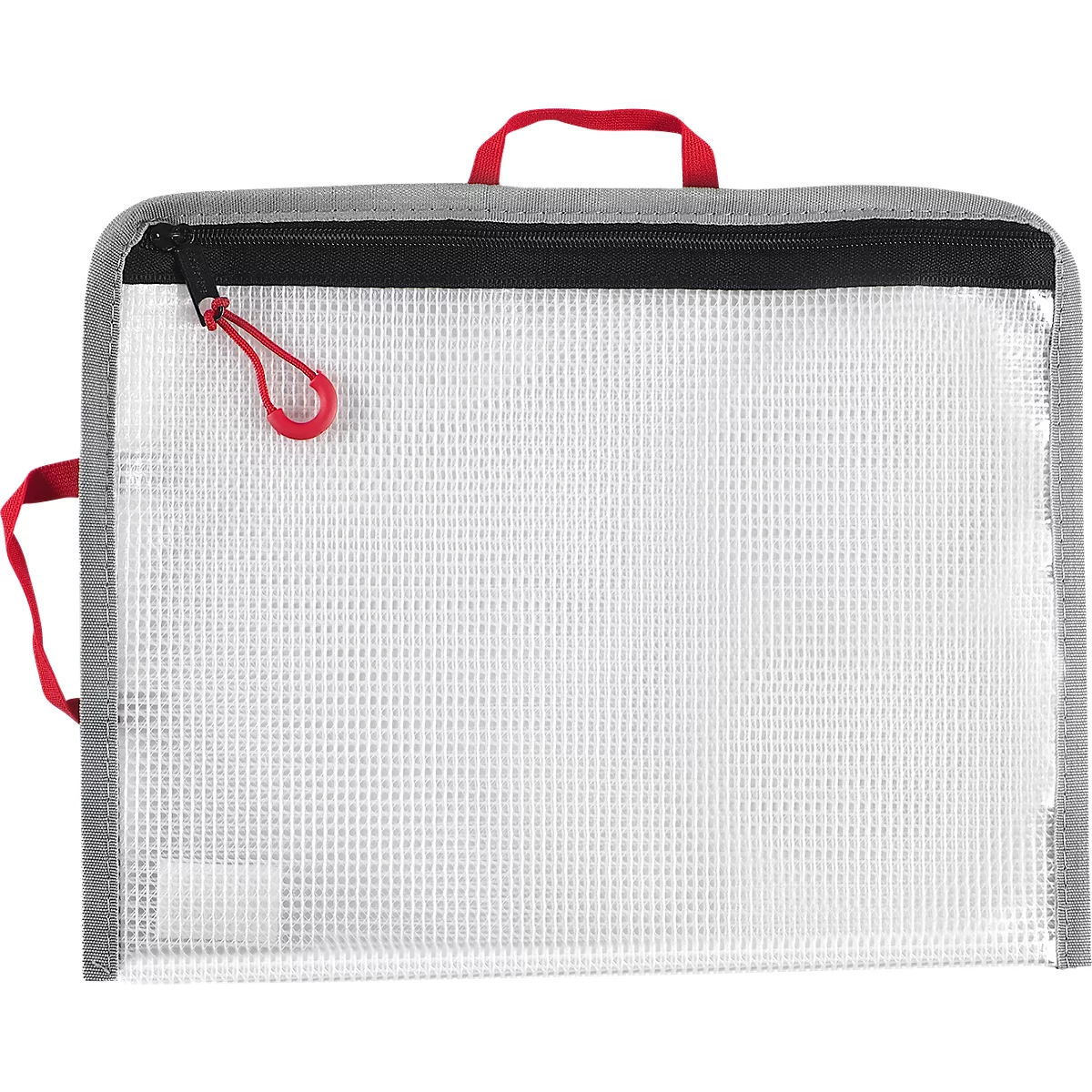 Ritszak FolderSys Bungee-Bag, A5, 0,20 mm, koord/lint/lussen, B 254 x H 200 mm, PVC-vrije folie, transparant-rood-grijs-zwart
