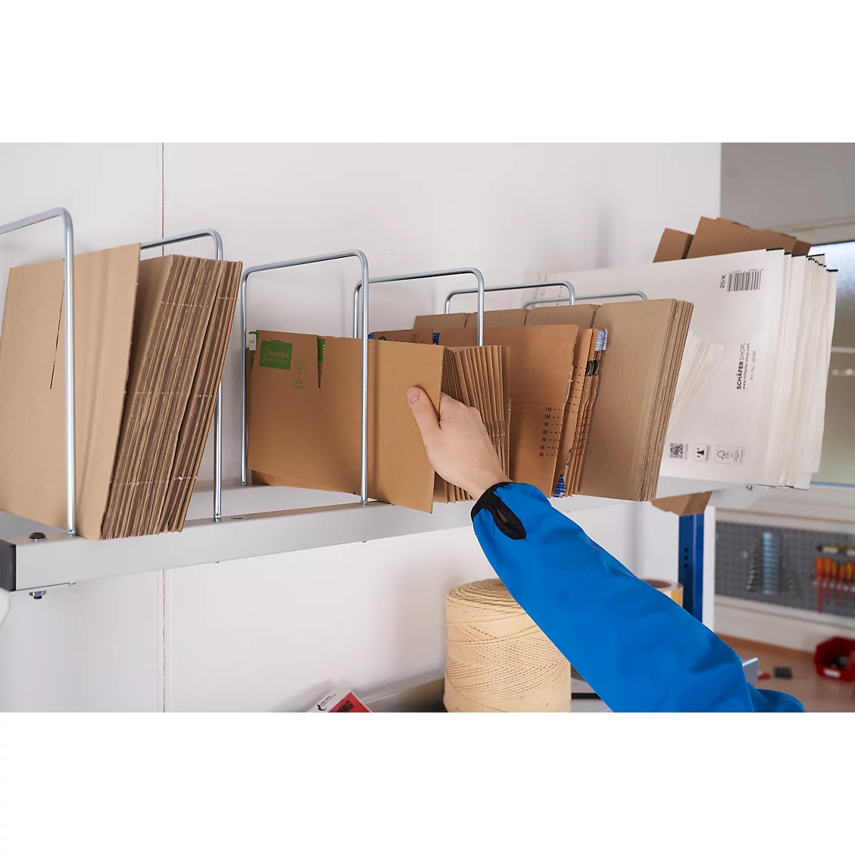 Rocholz Komplett-Packtisch I, inkl. Abrollvorrichtung und Schneidsystem, Arbeitsplatte B 2000 x T 800 mm, bis 100 kg