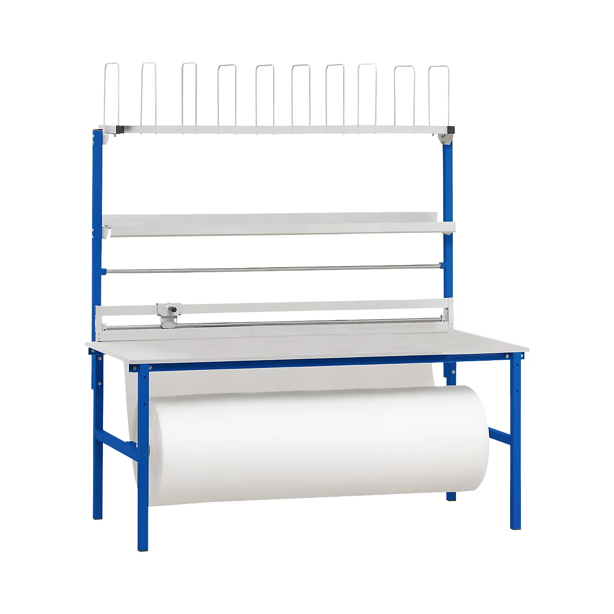 Rocholz Komplett-Packtisch I, inkl. Abrollvorrichtung und Schneidsystem, Arbeitsplatte B 2000 x T 800 mm, bis 100 kg
