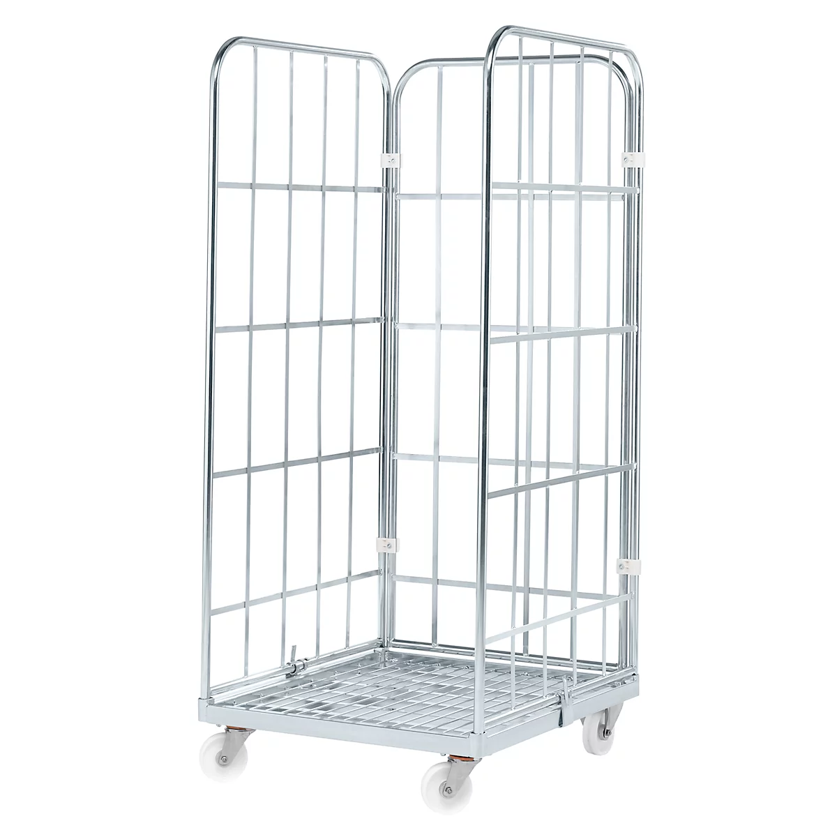 Rolcontainer, 3-zijdig, met stalen rolplaat, 1650 mm bruikbare hoogte