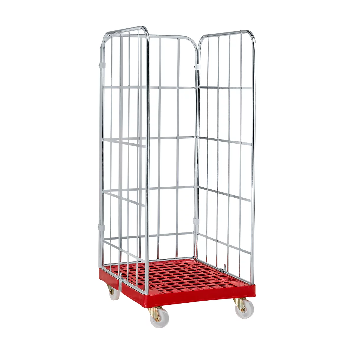 Rolcontainer, 3-zijdig, rood RAL 3000