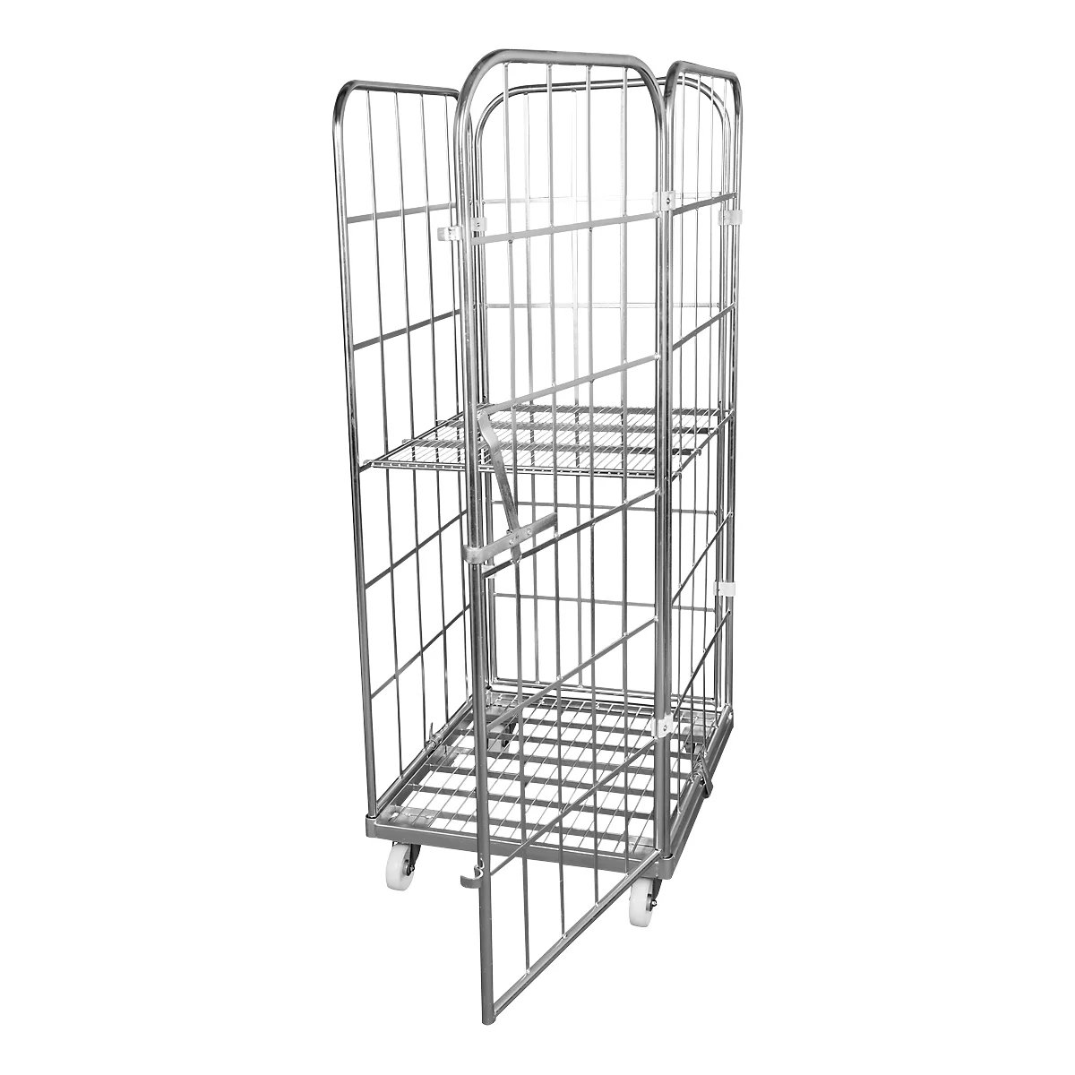 Rolcontainer, 4-zijdig, stalen grondplaat, met voorwand, H 1850 mm