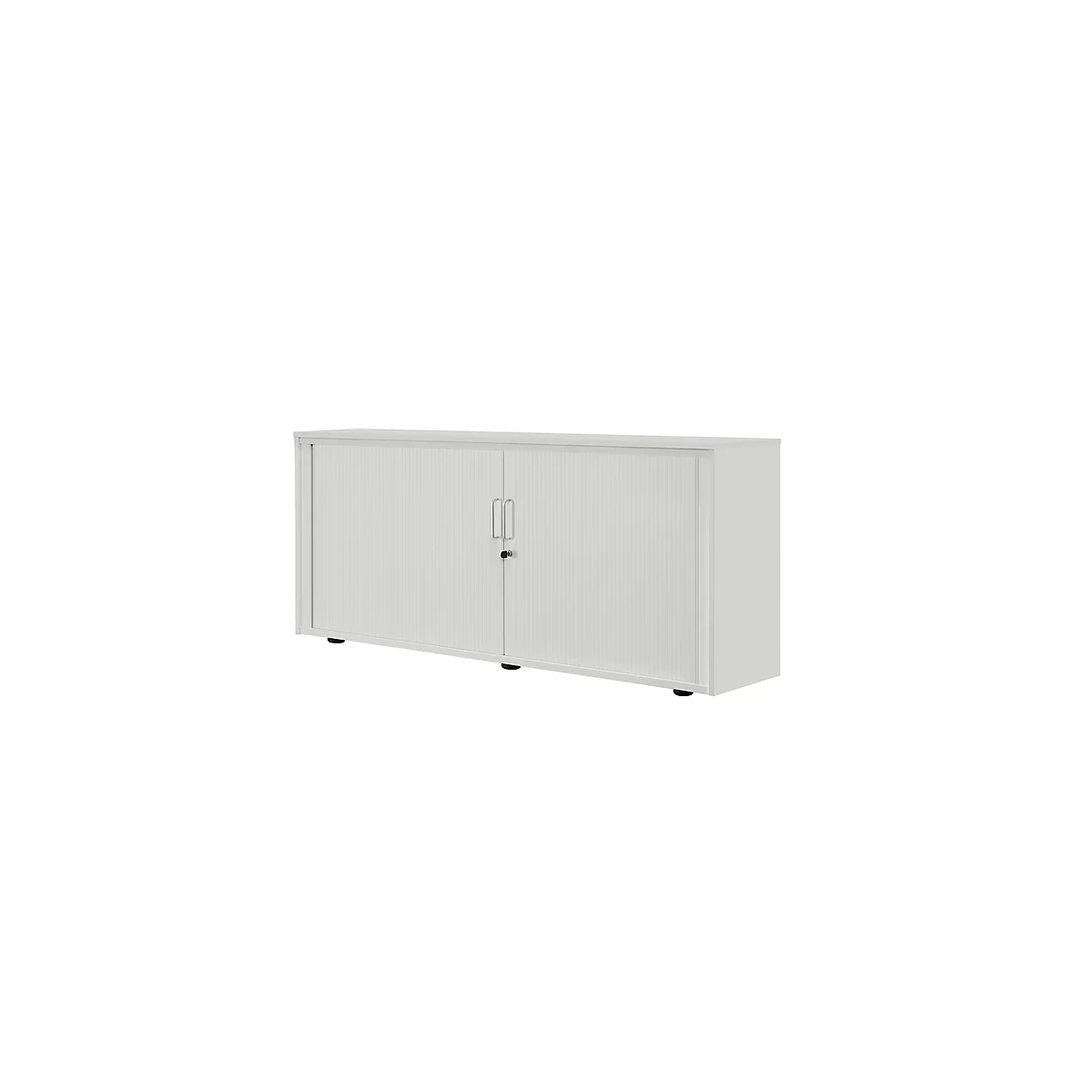 Roldeurkast, 2 ordnerhoogten, 1-delig, met middenwand, B 1600 mm, zilver