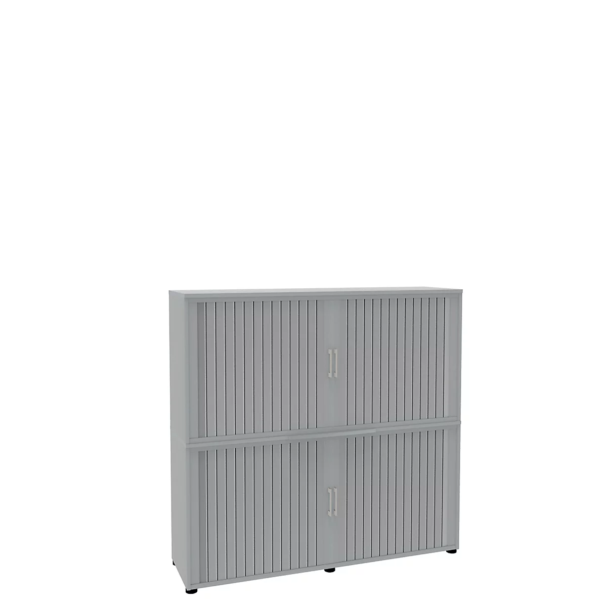 Roldeurkast, 4 ordnerhoogten, 2-delig, met middenwand, B 1600 mm, lichtgrijs
