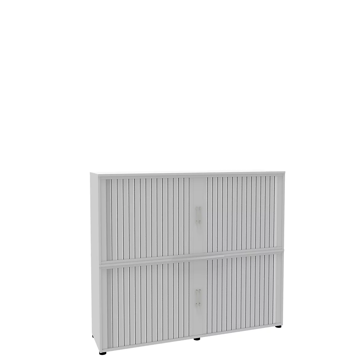 Roldeurkast, 4 ordnerhoogten, 2-delig, met middenwand, B 1800 mm, wit