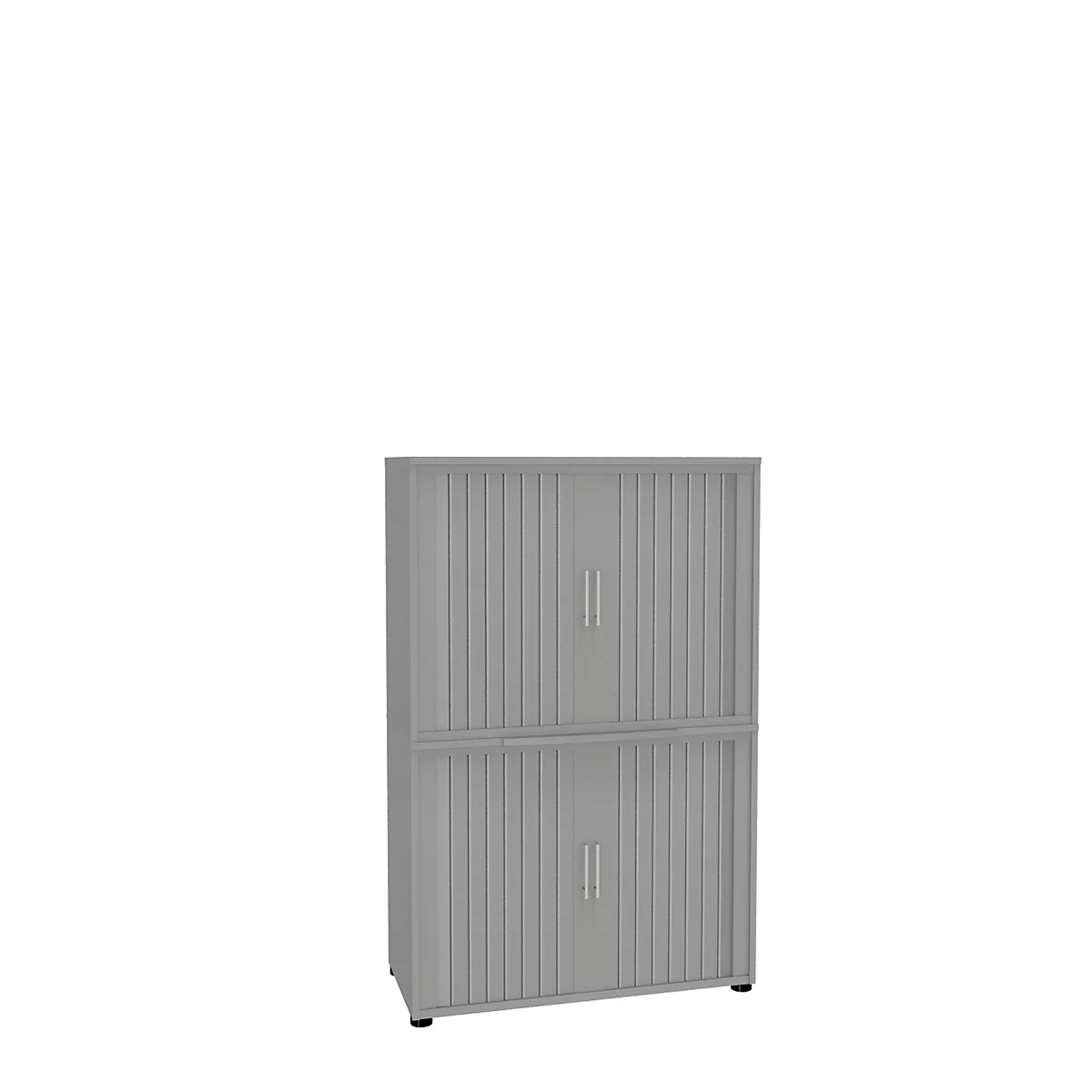 Roldeurkast, 4 ordnerhoogten, 2-delig, zonder middenwand, B 1000 mm, zilver