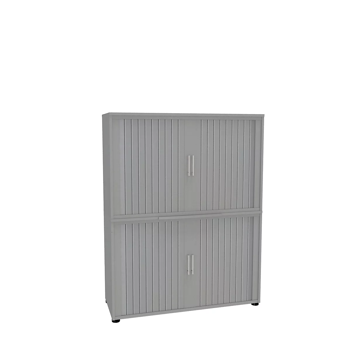 Roldeurkast, 4 ordnerhoogten, 2-delig, zonder middenwand, B 1200 mm, zilver