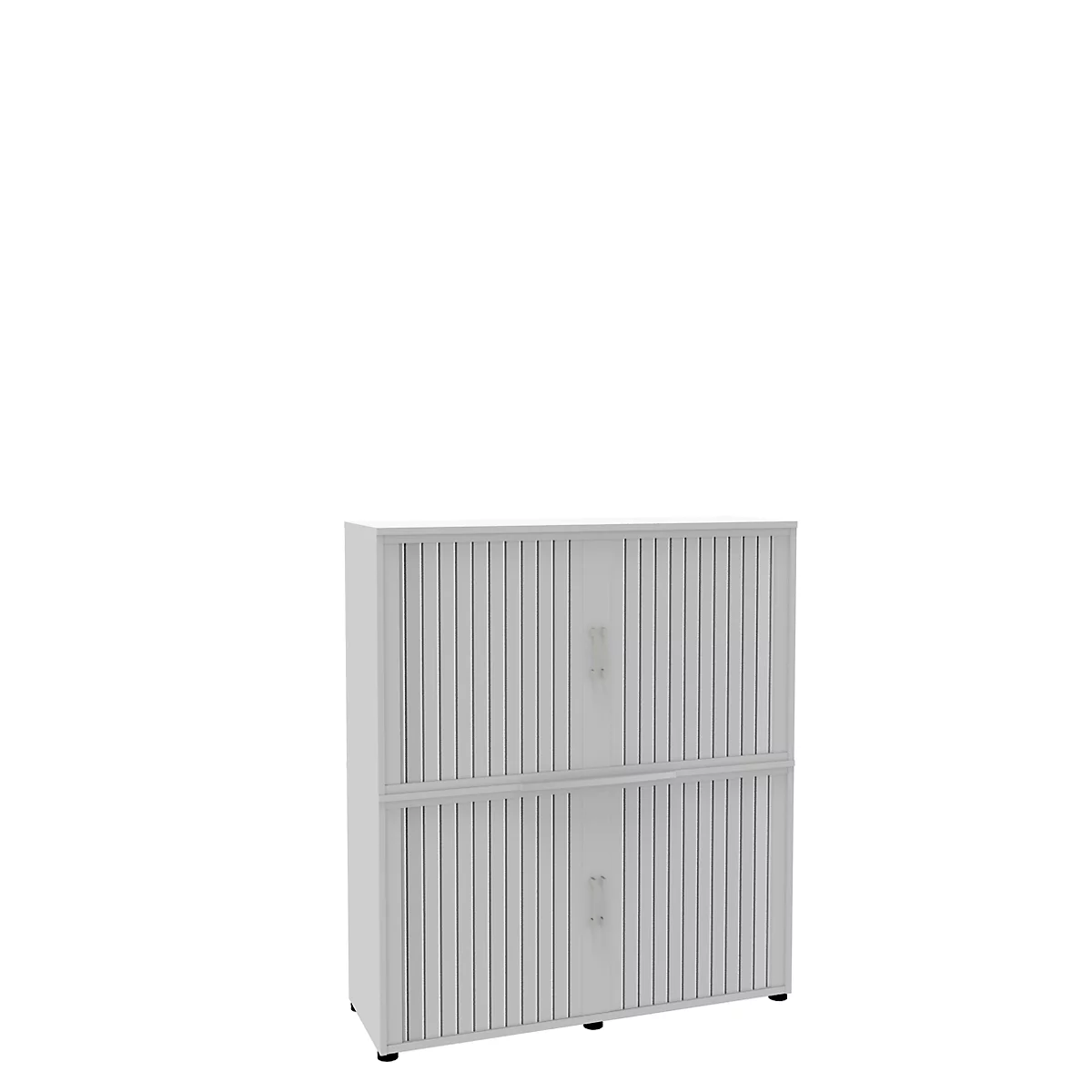 Roldeurkast, 4 ordnerhoogten, 2-delig, zonder middenwand, B 1350 mm, wit