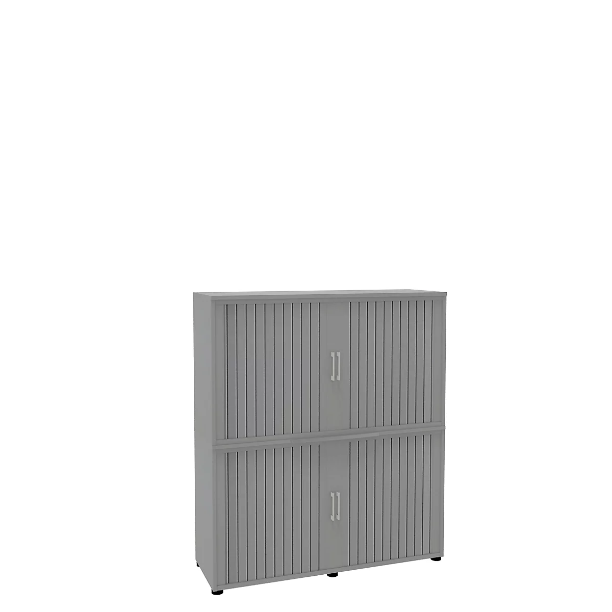 Roldeurkast, 4 ordnerhoogten, 2-delig, zonder middenwand, B 1350 mm, zilver