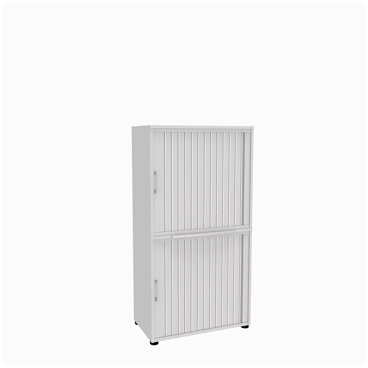 Roldeurkast, 4 ordnerhoogten, 2-delig, zonder middenwand, B 800 mm, wit