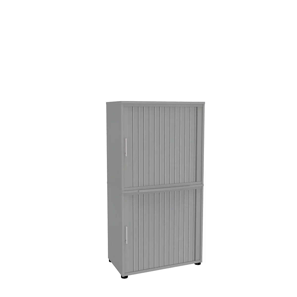 Roldeurkast, 4 ordnerhoogten, 2-delig, zonder middenwand, B 800 mm, zilver