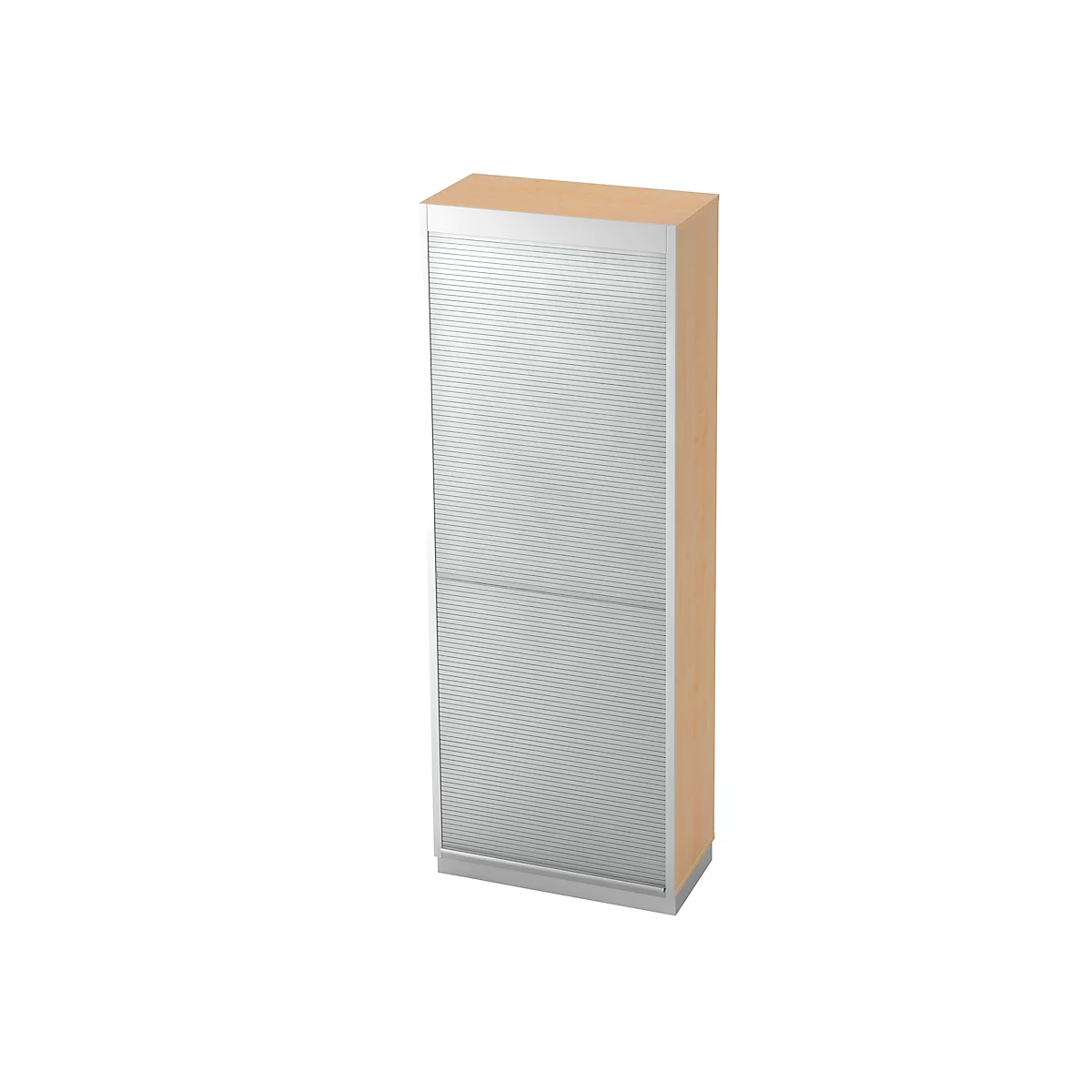 Roldeurkast 5 ordnerhoogten, B 800 x D 420 mm, esdoornpatroon/zilver