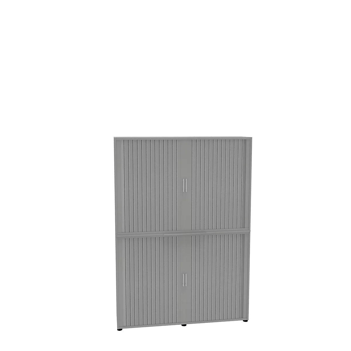 Roldeurkast, 6 ordnerhoogten, 2-delig, met middenwand, B 1600 mm, zilver