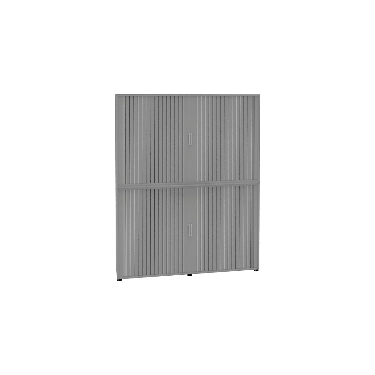 Roldeurkast, 6 ordnerhoogten, 2-delig, met middenwand, B 1800 mm, zilver