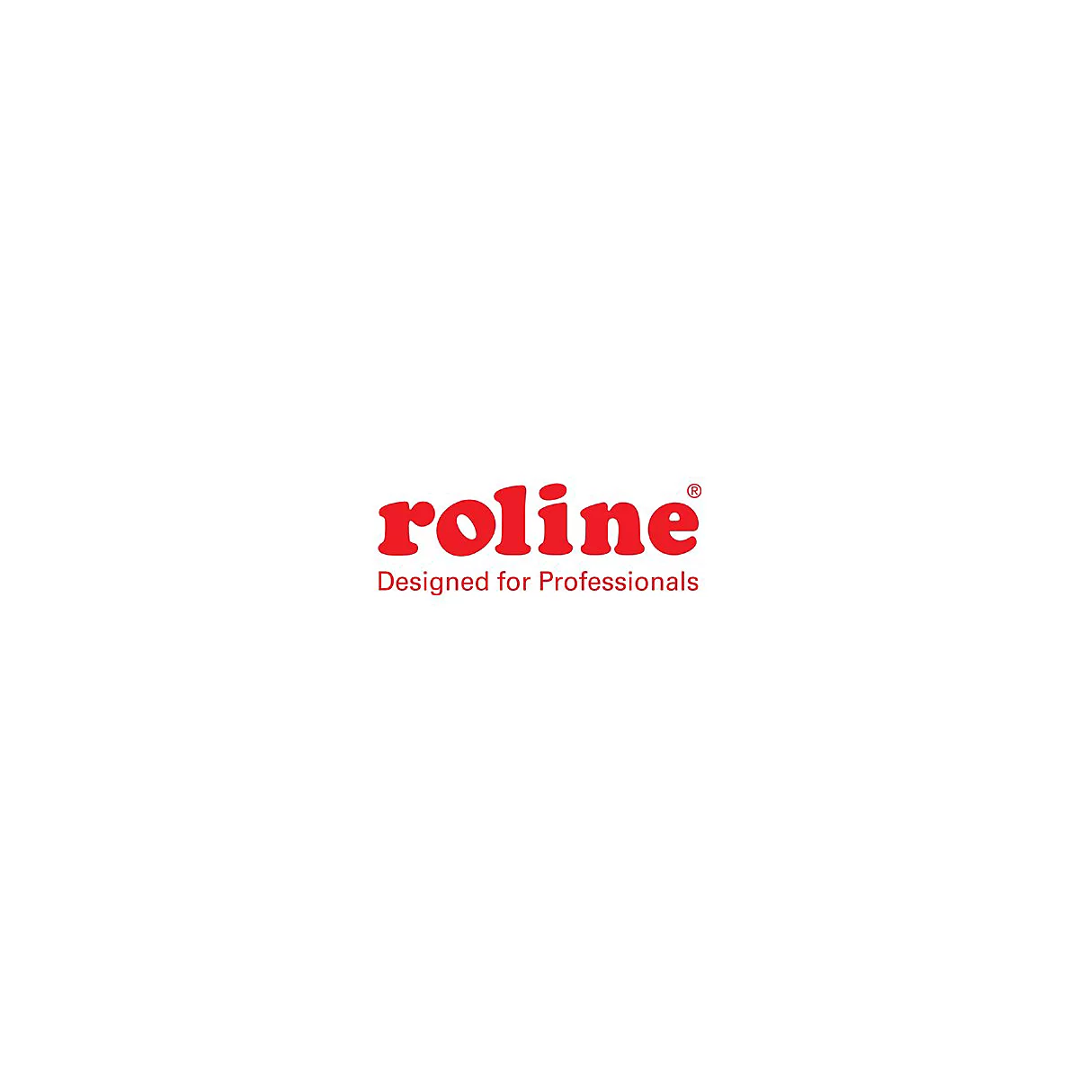 Rotes Firmenlogo von Roline mit dem Schriftzug Designed for Professionals.