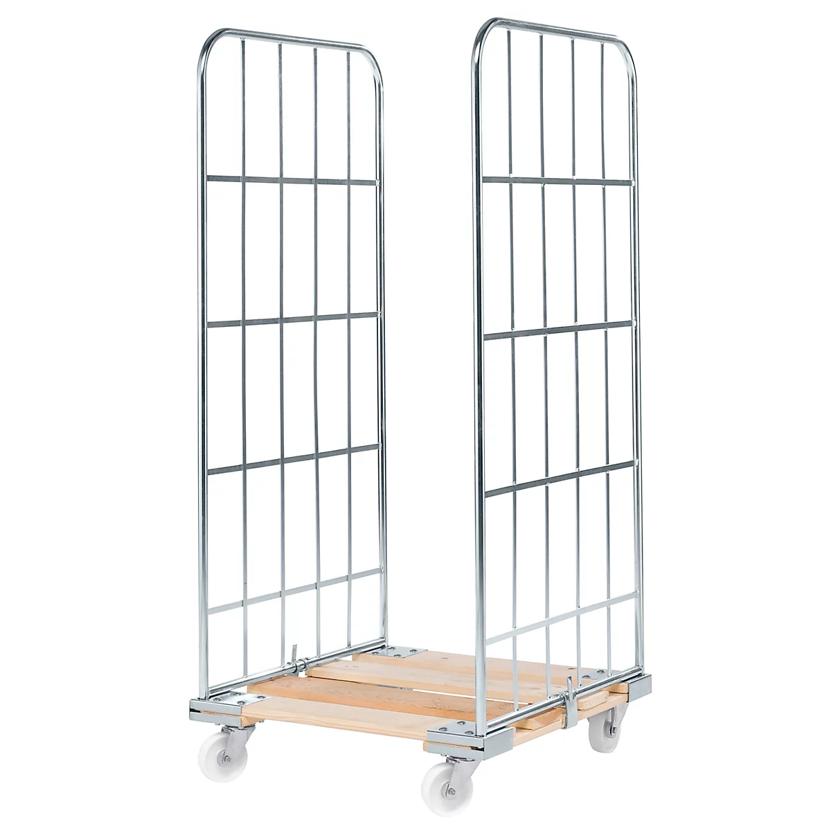 Roll conteneur, 2 côtés, avec châssis mobile en bois, hauteur utile 1640 mm