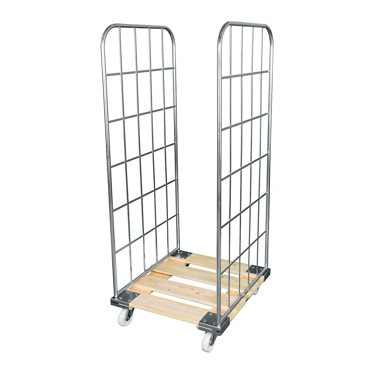Roll conteneur, 2 côtés, avec châssis mobile en bois, hauteur utile 1640 mm