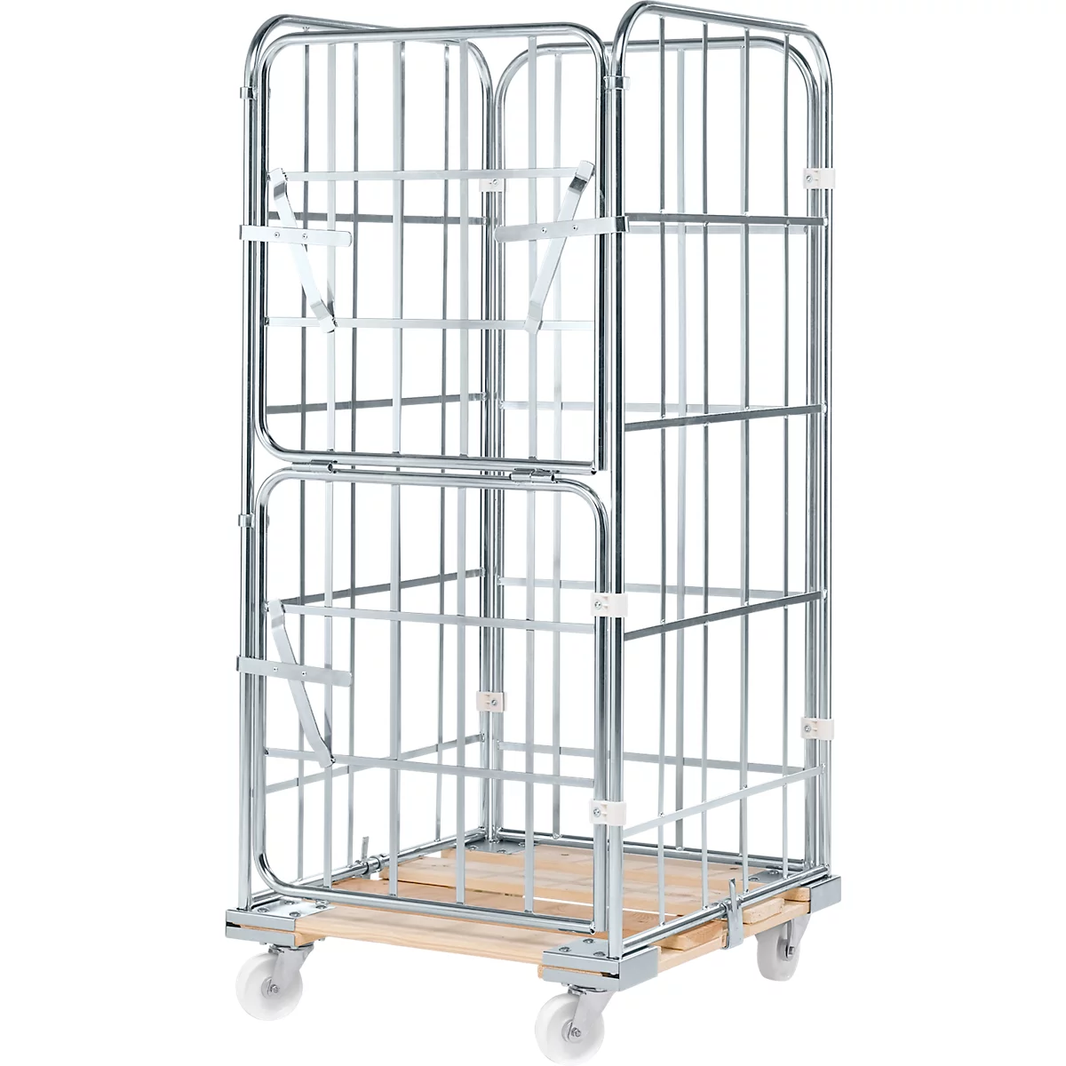 Roll conteneur, 4 côtés, avec châssis mobile en bois