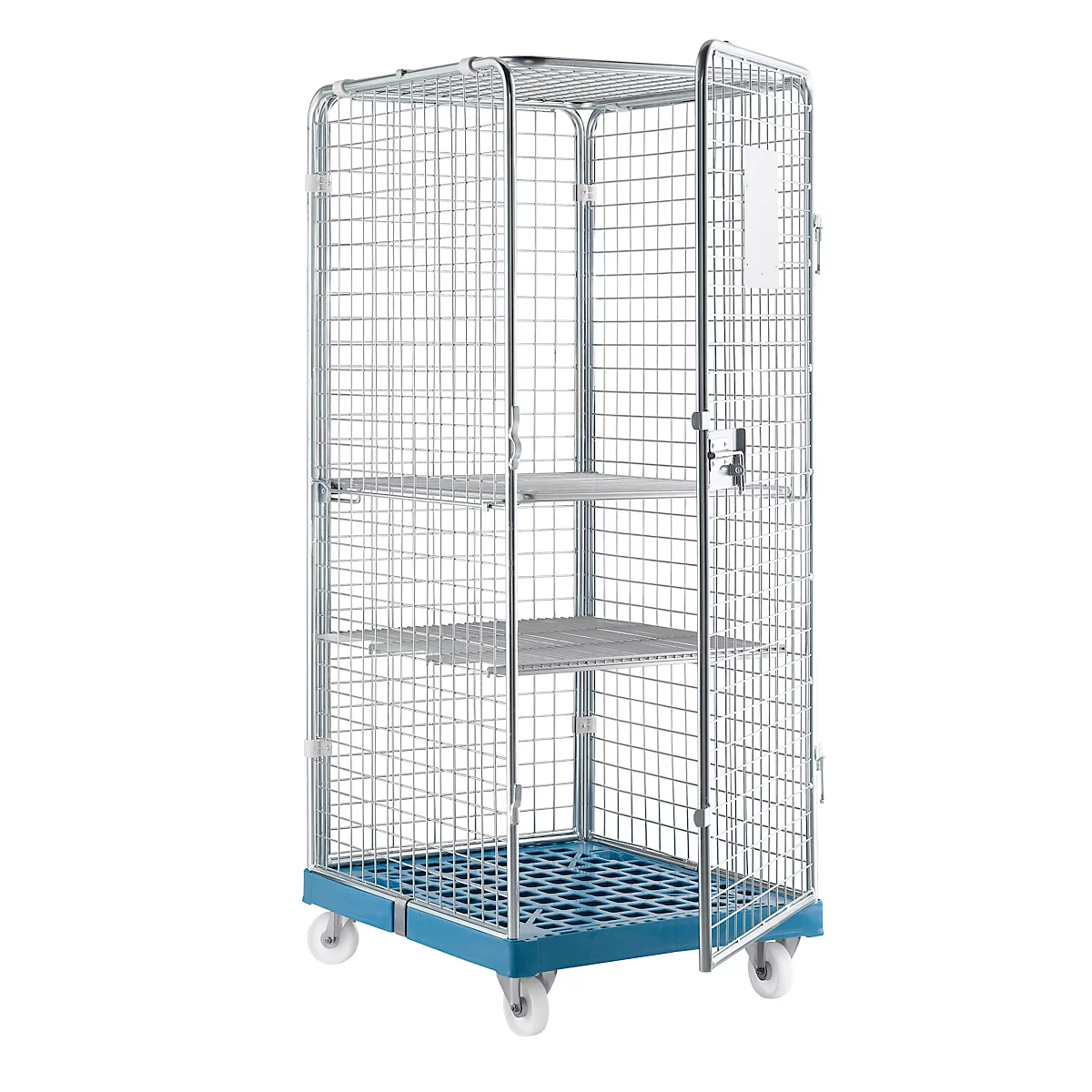 Roll conteneur taille 5 avec tablette intermédiaire pliable, bleu clair