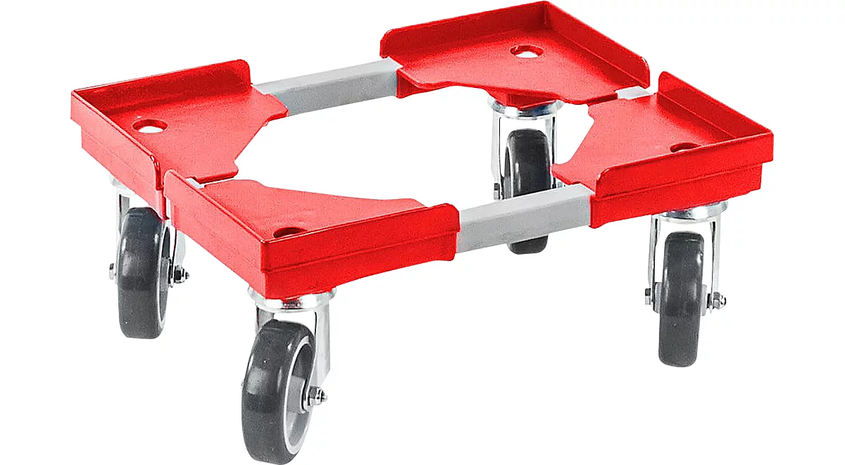 Roll-Fix, ruedas de plástico, rojo, 400 x 300 x 125 mm
