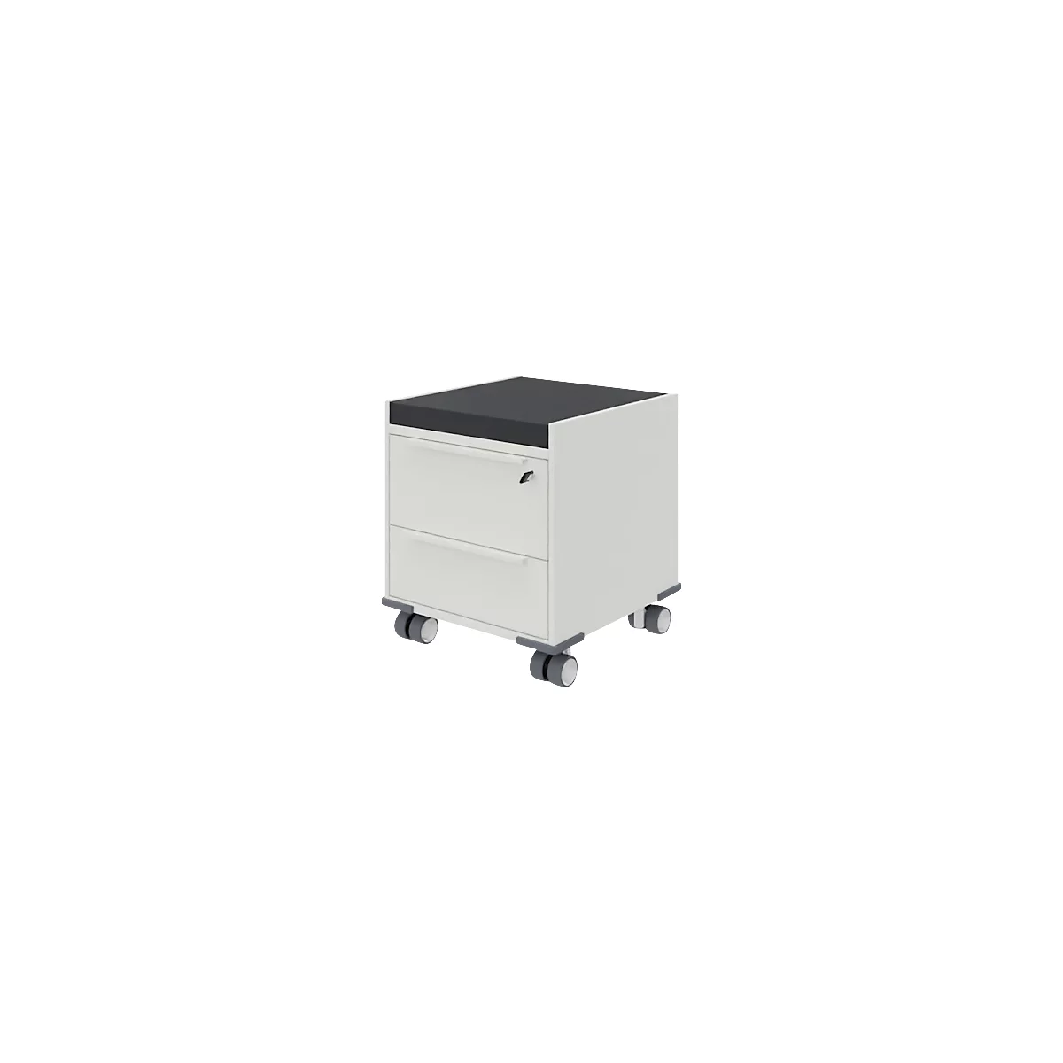 Rollcaddy WINEA MAXX Caddy, 2 tiroirs, tablette numérique coulissante, avec coussin d'assise, blanc