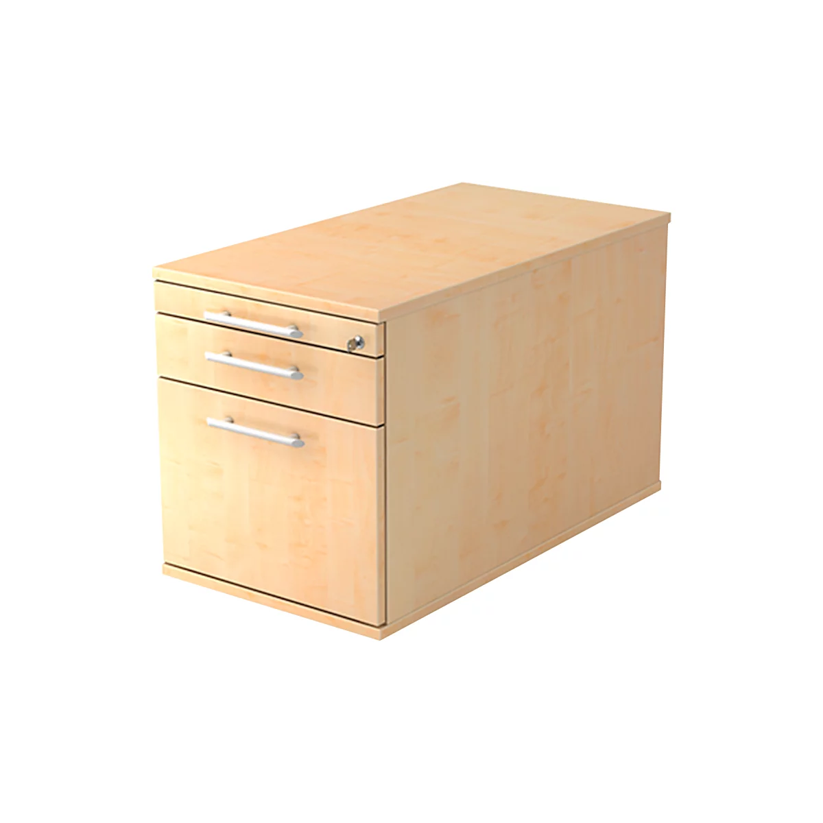 Rollcontainer, 1 Schub, 1 Utensilienauszug, Hängeregistraturauszug, B 428 x T 800 x H 512 mm, Ahorn