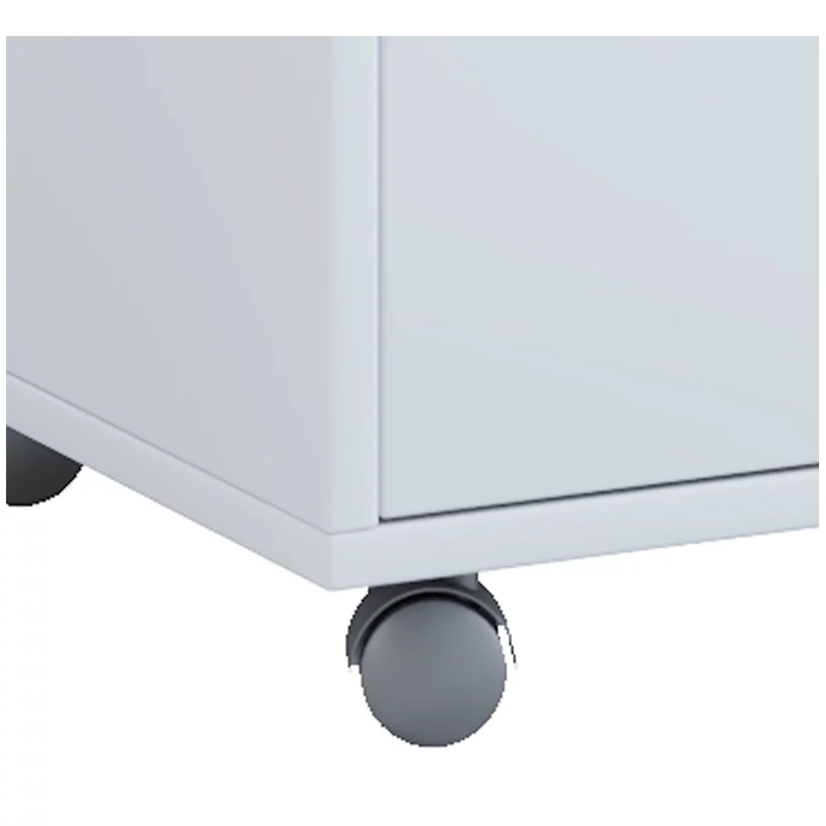 Rollcontainer, 1 Schubfach & 1 Türfach, B 450 x T 380 x H 540 mm, Spanplatte weiss mit Holzstruktur-Nachbildung