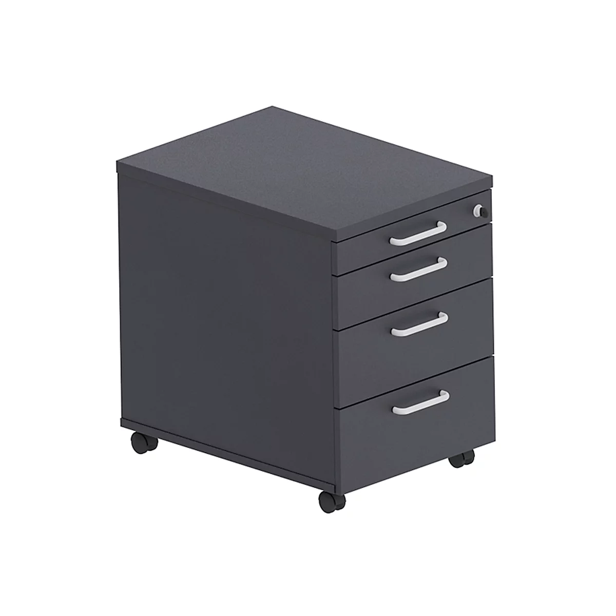 Rollcontainer BEXXSTAR, 1 abschließbarer Utensilienauszug & 3 Schübe, B 430 x T 800 x H 600 mm, schwarz