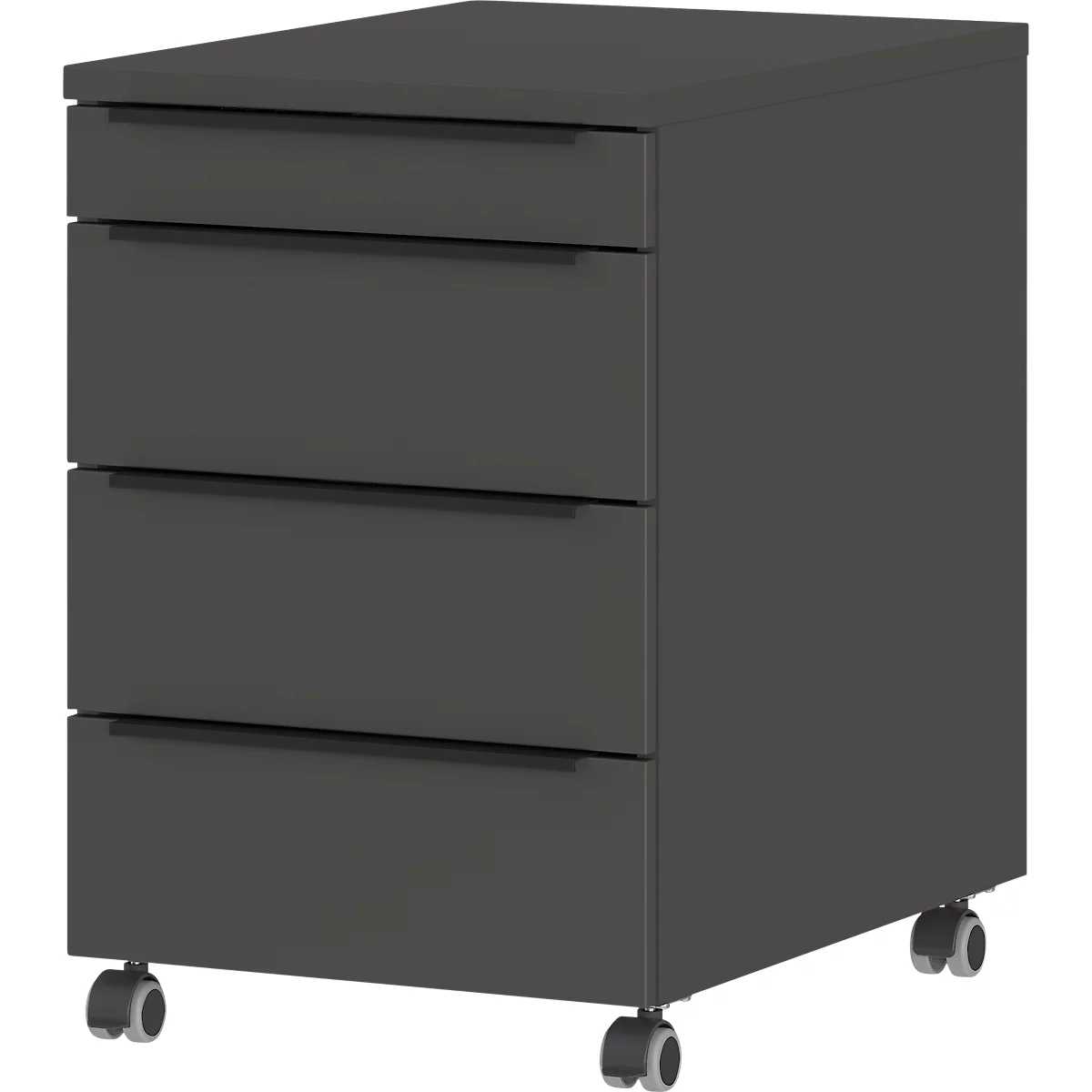 Rollcontainer Porto, 4 Schubladen inkl. Utensilienfach, B 420 x T 600 x H 630 mm, graphit