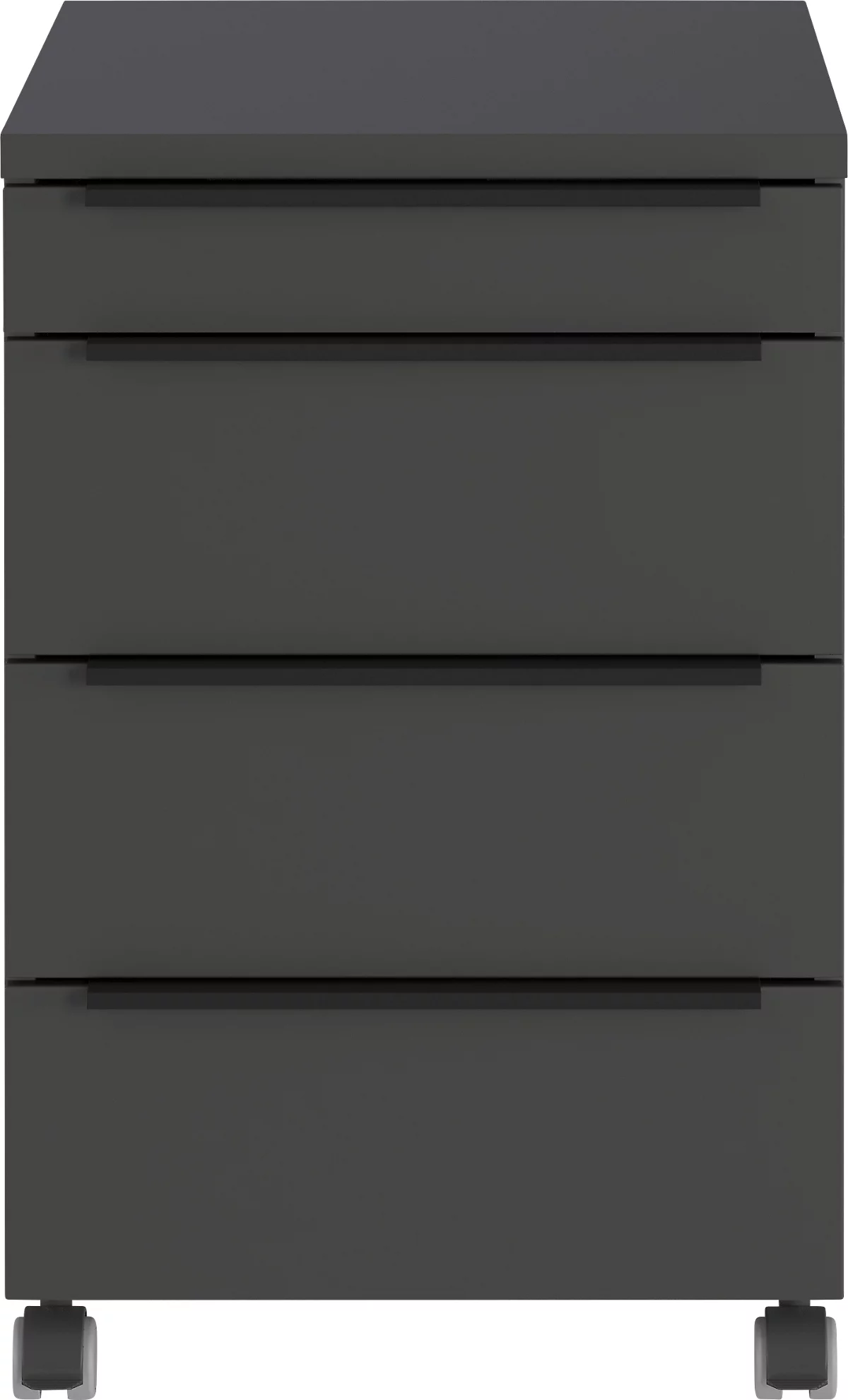 Rollcontainer Porto, 4 Schubladen inkl. Utensilienfach und 1 abschließbaren Schublade, B 420 x T 600 x H 630 mm, graphit