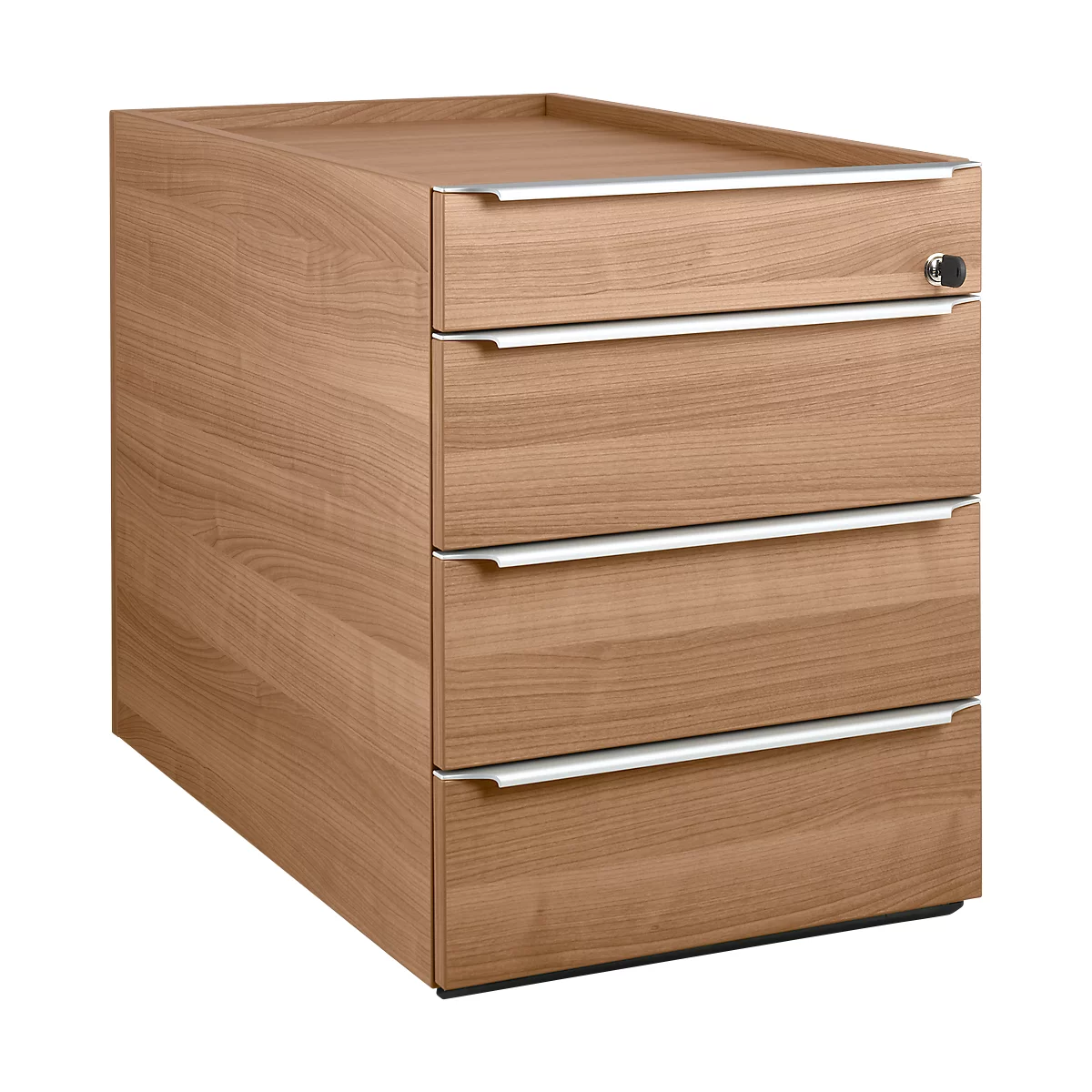 Rollcontainer QUANDOS BOX, 1 + 3 Schübe, B 430 x T 800 x H 570 mm, Kirsche Romana