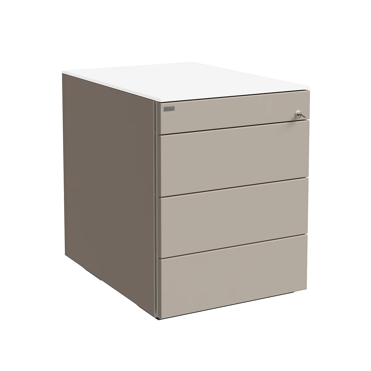 Rollcontainer SOLUS PLAY, 1 + 3 Schübe, grifflos, B 430 x T 600 x H 562 mm, Stone grey