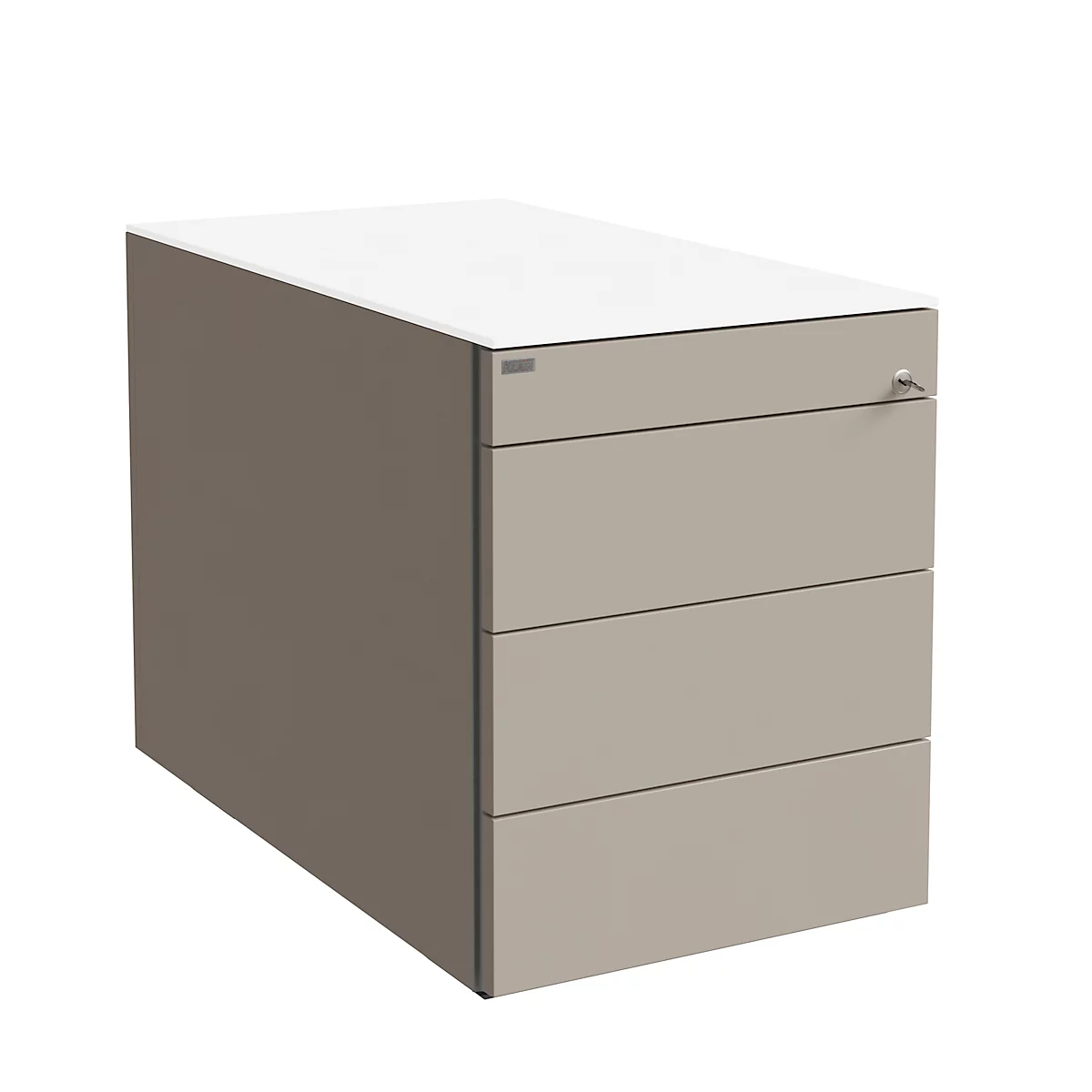 Rollcontainer SOLUS PLAY, 1 + 3 Schübe, grifflos, B 430 x T 777 x H 562 mm, Stone grey