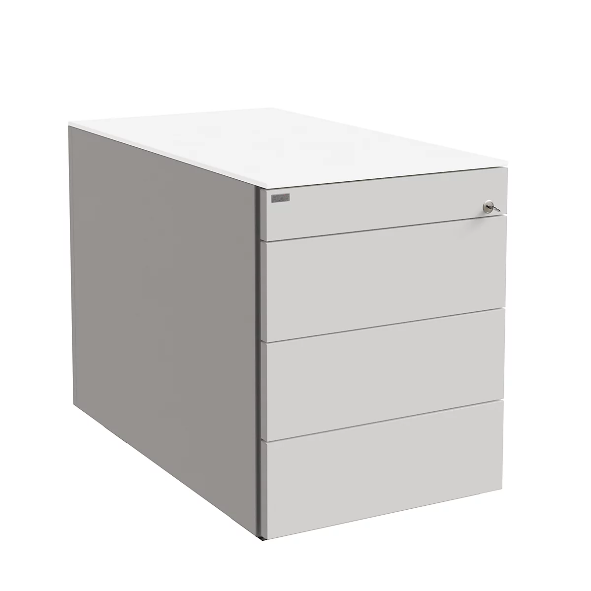 Rollcontainer SOLUS PLAY, 1 + 3 Schübe, grifflos, B 430 x T 777 x H 562 mm, weiß