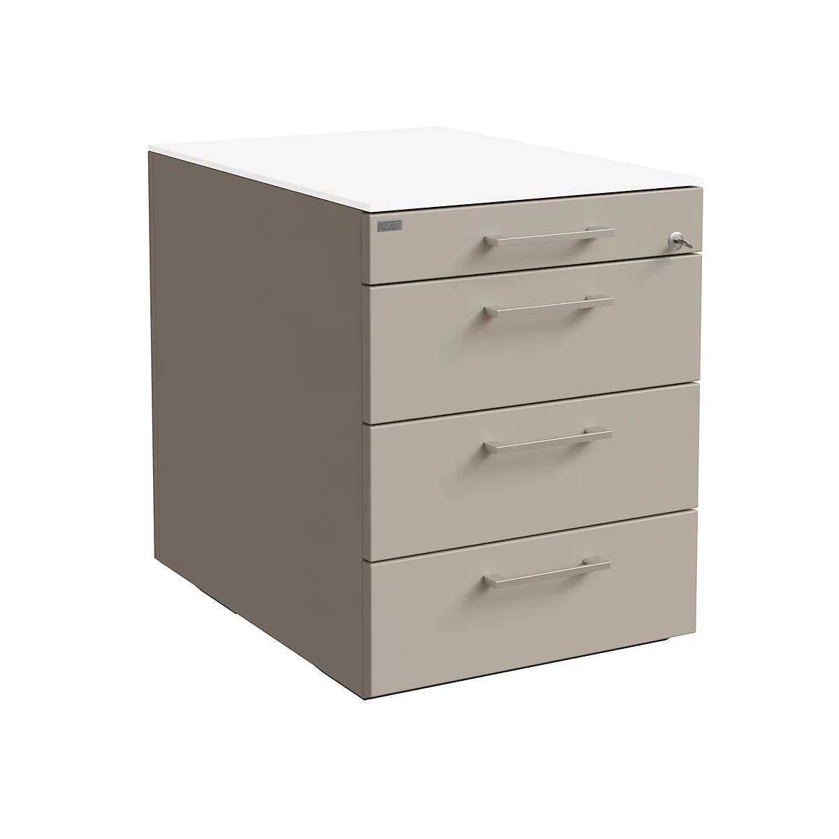 Rollcontainer SOLUS PLAY, 1 + 3 Schübe, mit Griff, B 430 x T 600 x H 562 mm, Stone grey