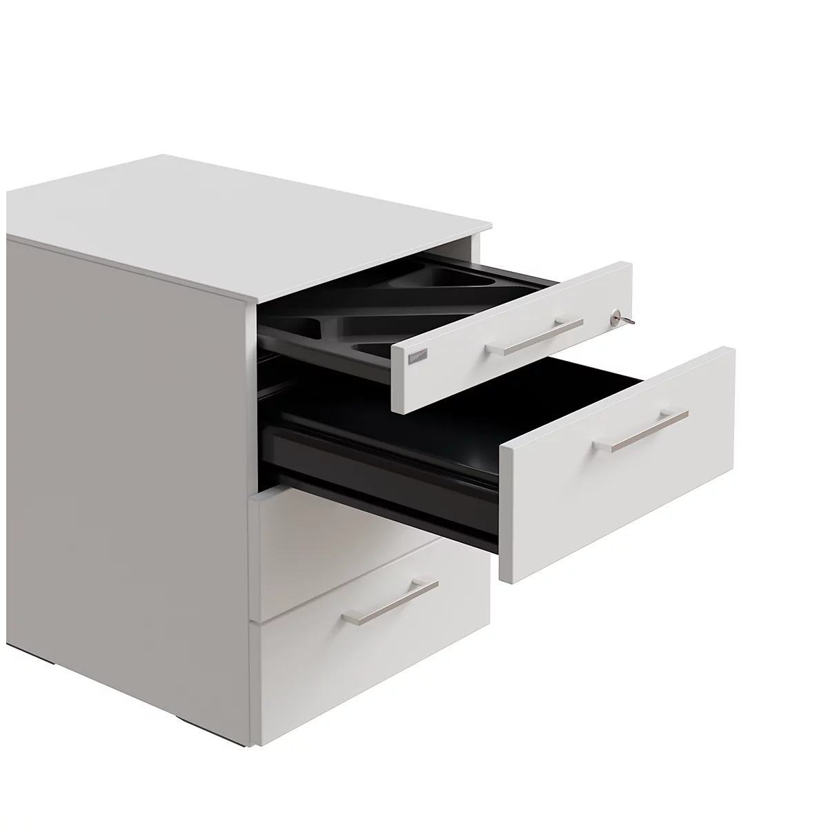 Rollcontainer SOLUS PLAY, 1 + 3 Schübe, mit Griff, B 430 x T 600 x H 562 mm, weiß