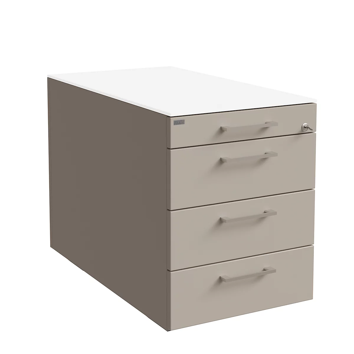 Rollcontainer SOLUS PLAY, 1 + 3 Schübe, mit Griff, B 430 x T 777 x H 562 mm, Stone grey