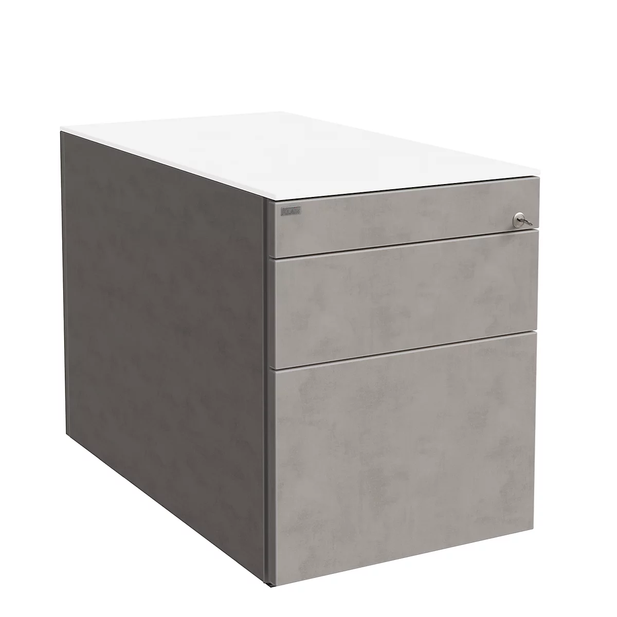 Rollcontainer SOLUS PLAY, 1 Utensilienauszug, 1 Schub, 1 HR-Auszug, grifflos, Ceramic grey
