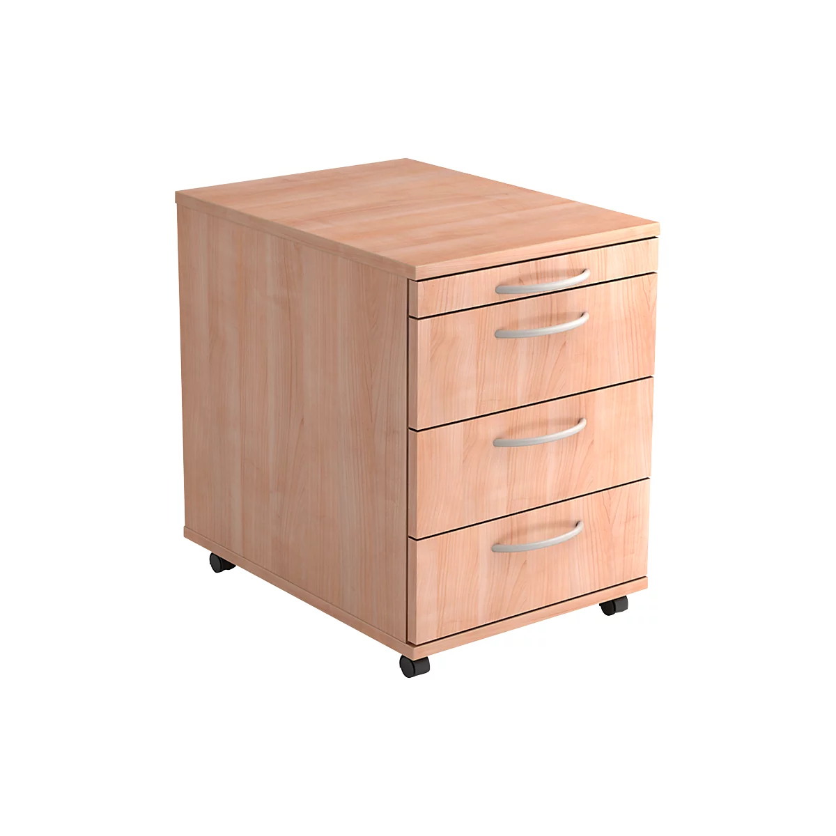 Rollcontainer TARA, 3 Schübe, B 428 x T 580 x H 590 mm, Nussbaum-Dekor