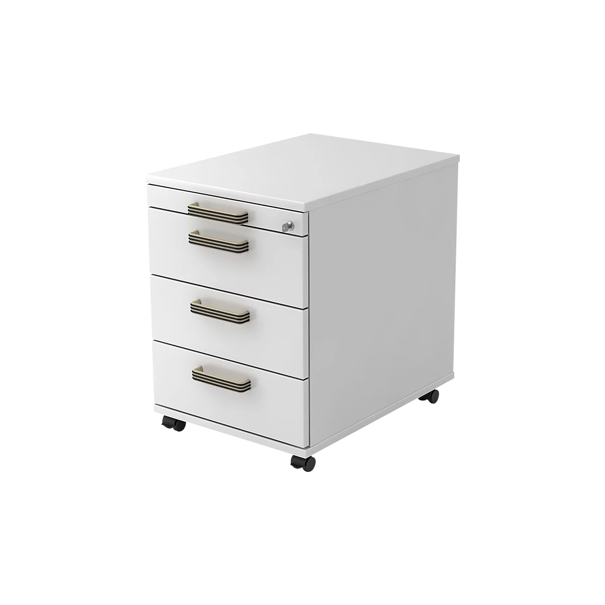Rollcontainer TOPAS LINE, 3 Schübe, 1 Utensilienauszug, abschließbar, weiß/weiß, T 580 mm