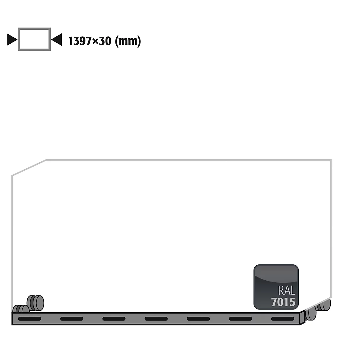 Rollen mit Sockelblende für asecos Sicherheits- und Säure- und Laugenschränke, Stahlblech, schiefergrau, B 1397 x H 30 mm
