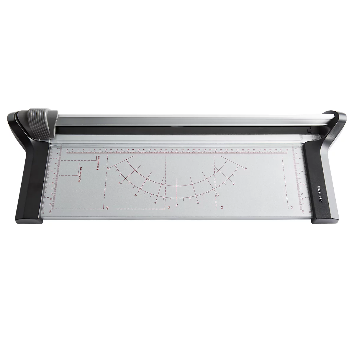 Rollenschneidemaschine A3 SH R38, für Formate bis A3, Schneidleistung 8 Blatt, B 210 x T 610 x H 72 mm, Metall, silber-schwarz