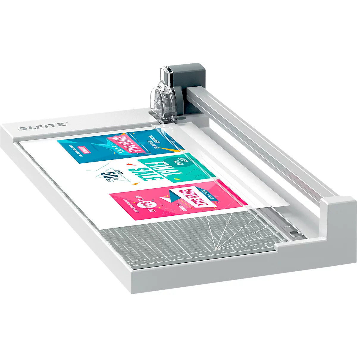Rollenschneider Leitz Precision Home Office A4, bis A4, bis 10 Blatt, Papierklemme, Ableselineal, Kunststoff und Stahl