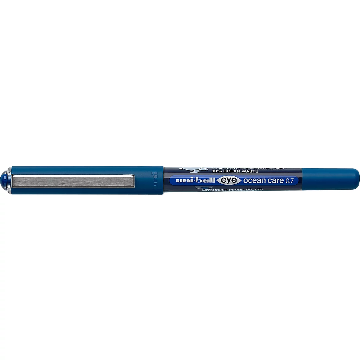 Rollerball uni-ball UB EYE Ocean Care, lijndikte 0,4 mm, bal Ø 0,7 mm, documentbestendig, venster, 75% gerecycled kunststof, 12 stuks, schrijfkleur blauw