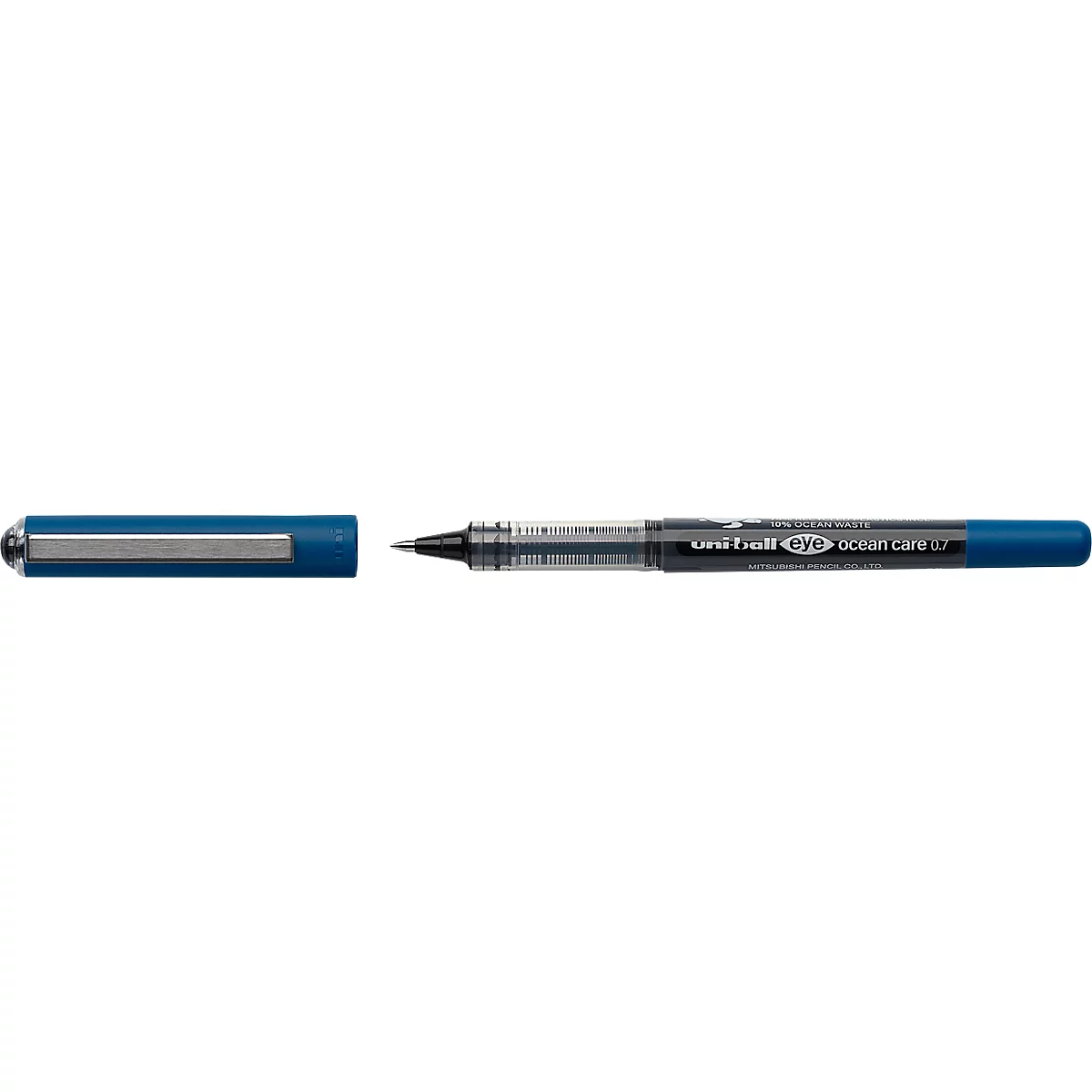 Rollerball uni-ball UB EYE Ocean Care, lijndikte 0,4 mm, bal Ø 0,7 mm, documentbestendig, venster, 75% gerecycled kunststof, 12 stuks, schrijfkleur zwart