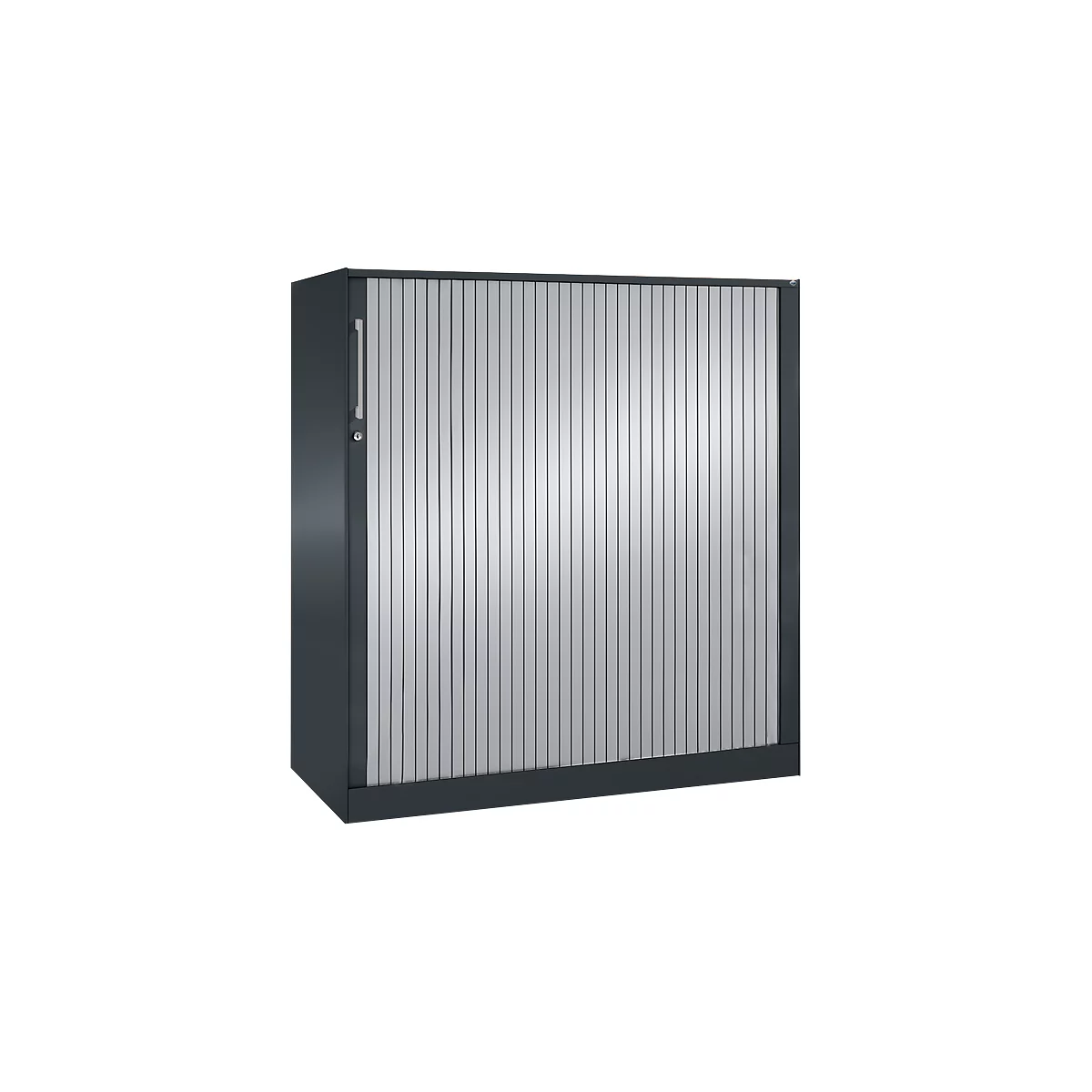 Rollladenschrank ASISTO C 3000, 3 Ordnerhöhen, mit Akustik-Rollladen, Breite 1200 mm, anthrazit/alusilber