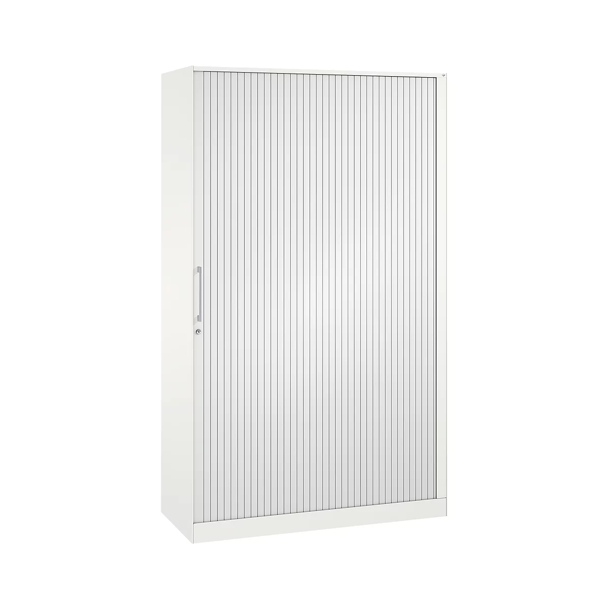 Rollladenschrank ASISTO C 3000, 5 Ordnerhöhen, mit Akustik-Rollladen, 1200 mm Breite, weiß/weiß