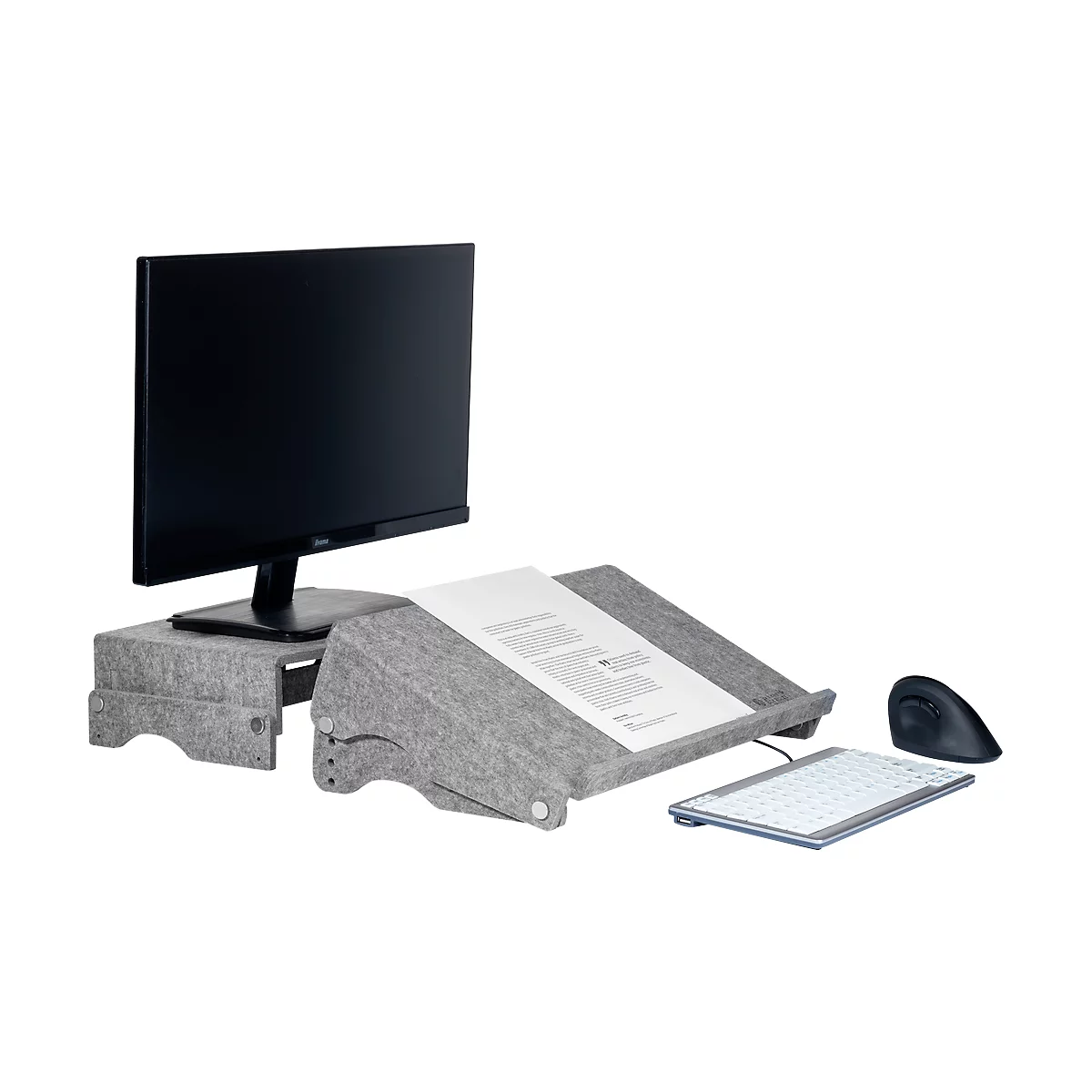 Ronde-lijn documenthouder Bakker Elkhuizen Q-doc 515, 60% gerecycled materiaal, B 515 x D 290 x H 120 mm, lichtgrijs