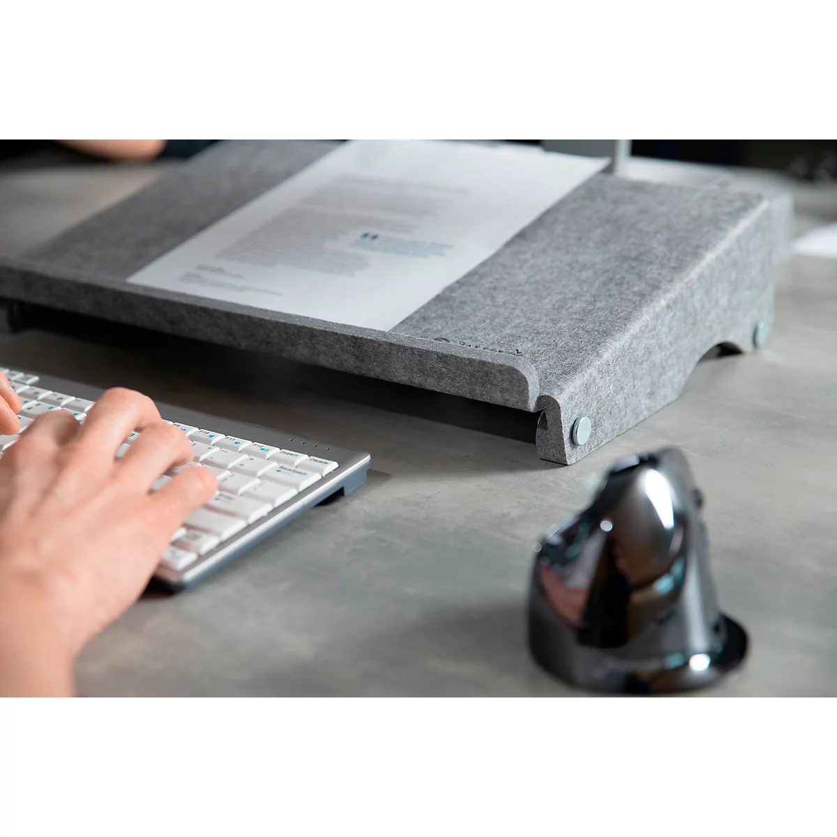Ronde-lijn documenthouder Bakker Elkhuizen Q-doc 515, 60% gerecycled materiaal, B 515 x D 290 x H 120 mm, lichtgrijs